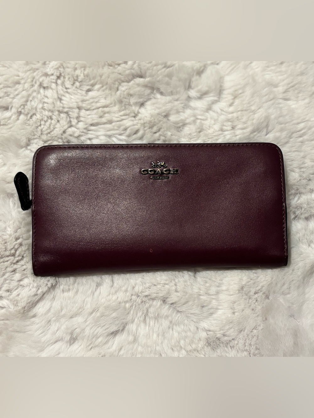 Authentic Coach Smooth Leather Skinny Long Wallet Oxblood Burgundy 58586